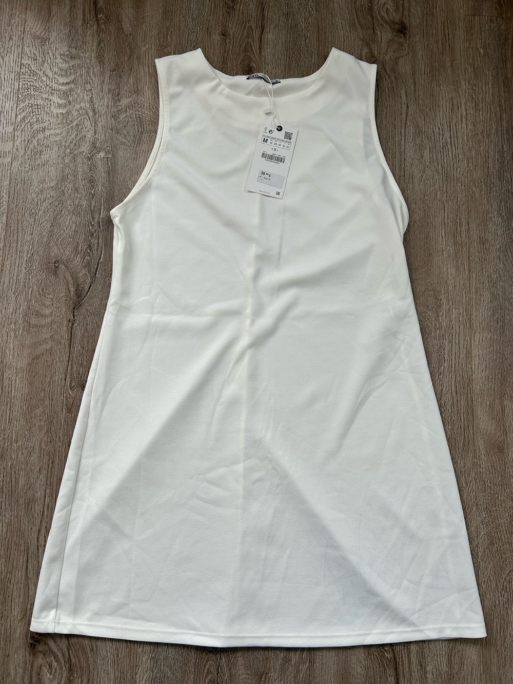 Zara White Crewneck Sleeveless Dress